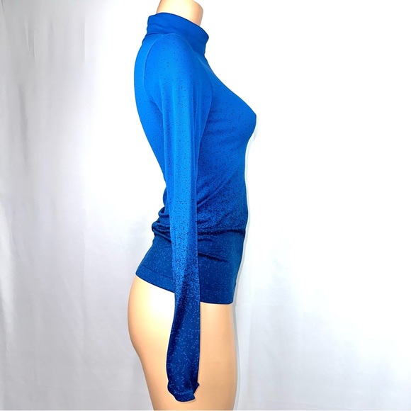 Athleta Women’s XS Blue Long Sleeve Ribbed Seamless Activewear Top Turtleneck - Picture 2 of 10